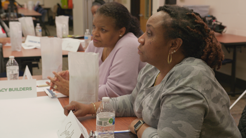 women at table at community working session