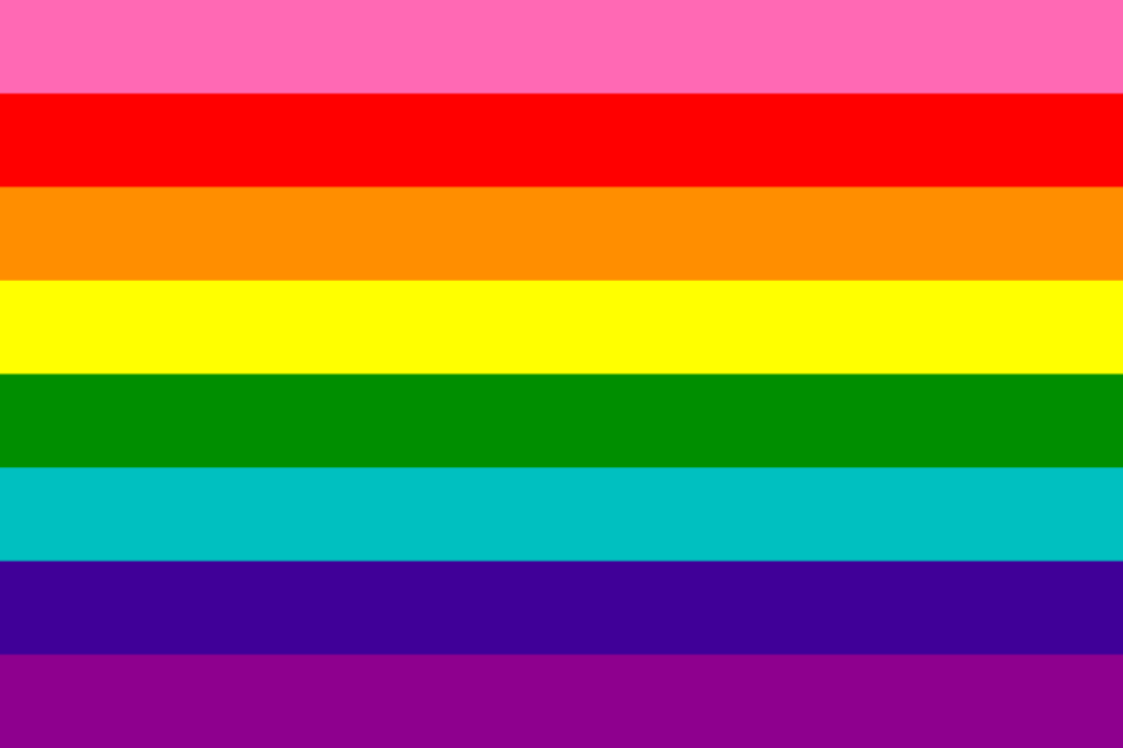 Original pride flag with eight color rainbow