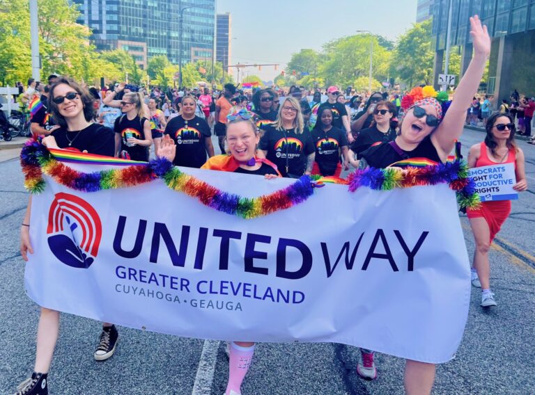 United Way staff marching in the pride parade